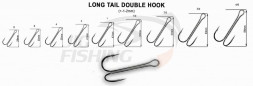 Двойной крючок Crazy Fish Long Tail Double Hook #1/0 (3шт/уп)