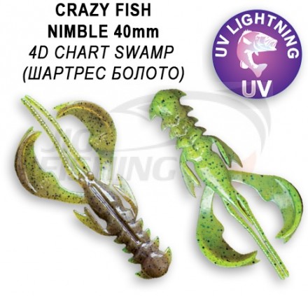 Мягкие приманки Crazy Fish  Nimble 1.6&quot; #4D Chart Swamp