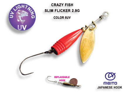 Блесна вращ. Crazy Fish Slim Flicker 2.9гр/#6UV
