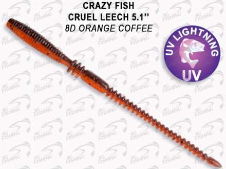 Мягкие приманки Crazy Fish  Cruel Leech 5.1&quot; #8D Orange Coffee