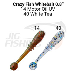 Мягкие приманки Crazy Fish WhiteBait 0.75&quot;  14 UV Motor Oli 40 White Tea