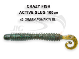 Мягкие приманки Crazy Fish Active Slug 4&quot;   42 Green Pupmkin BL