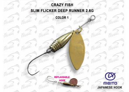 Блесна вращ. Crazy Fish Slim Flicker Deep Runner 2.6гр/#1
