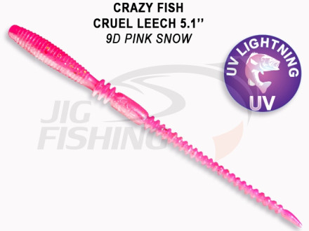 Мягкие приманки Crazy Fish  Cruel Leech 5.1&quot; #9D Pink Snow