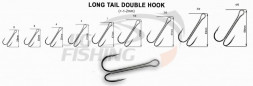 Двойной крючок Crazy Fish Long Tail Double Hook #3/0 (3шт/уп)