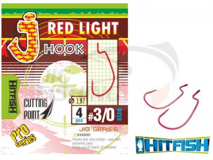 Крючки Офсетные HitFish J Red Light Hook #4