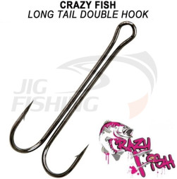Двойной крючок Crazy Fish Long Tail Double Hook #4/0 (3шт/уп)