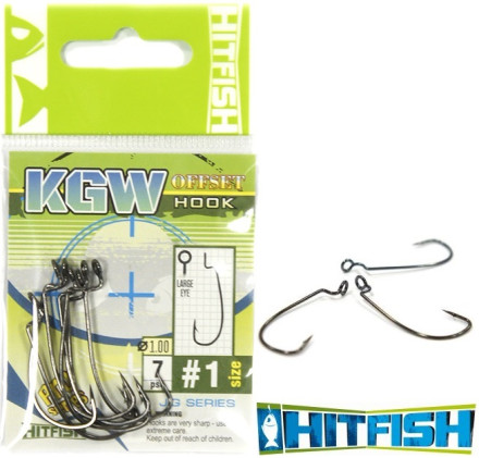 Офсетный крючок HitFish KGW Offset Hook #1 (7шт/уп)