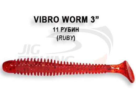 Мягкие приманки Crazy Fish Vibro Worm 3&quot; #11 Ruby