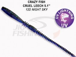 Мягкие приманки Crazy Fish  Cruel Leech 5.1&quot; #12D Night Sky