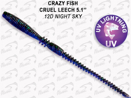 Мягкие приманки Crazy Fish  Cruel Leech 5.1&quot; #12D Night Sky