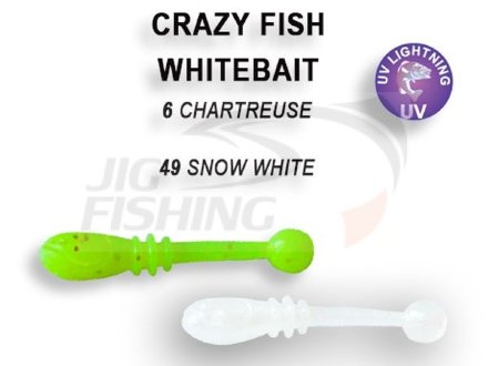 Мягкие приманки Crazy Fish WhiteBait 0.75&quot;  6 Shartreuse 49 Snow White