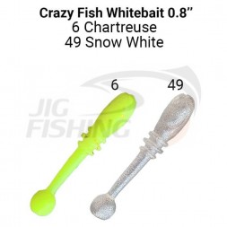 Мягкие приманки Crazy Fish WhiteBait 0.75&quot;  6 Shartreuse 49 Snow White
