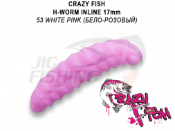 Мягкие приманки Crazy Fish MF H-Worm inline 0.7&quot; 60шт.(6*10) #53 White Pink (Squid+Shrimp)