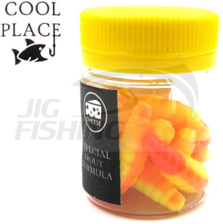 Мягкие приманки Cool Place личинка Maggot 1.6&quot; #Pink Yellow