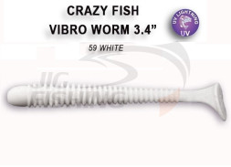 Мягкие приманки Crazy Fish Vibro Worm 3.4&quot; 59 White