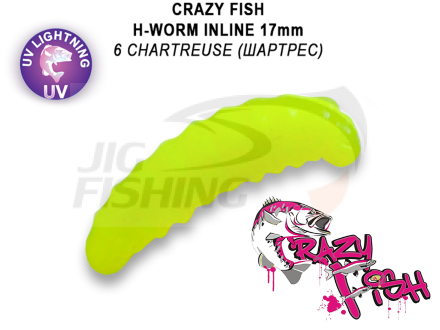 Мягкие приманки Crazy Fish MF H-Worm inline Floating 0.7&quot; 60шт. (6*10) #06 Chartreuse (Сheese)