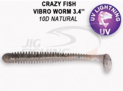 Мягкие приманки Crazy Fish Vibro Worm 3.4&quot; 10D Natural