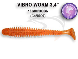 Мягкие приманки Crazy Fish Vibro Worm 3.4&quot;  18 Carrot