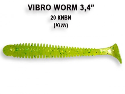 Мягкие приманки Crazy Fish Vibro Worm 3.4&quot;  20 Kiwi