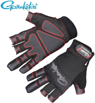 Перчатки Gamakatsu Armor Gloves 3 Finger Cut Type #L Black