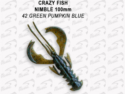 Мягкие приманки Crazy Fish Nimble 4&quot; #42 Green Pumpkin Blue