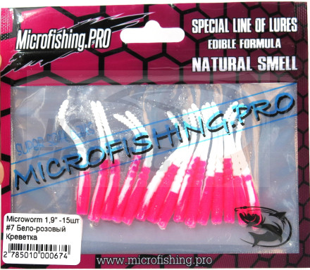Мягкие приманки Microfishing Pro MicroWorm 1.9&quot; #07 Бело-розовый