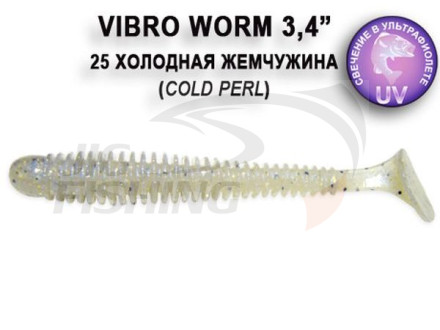 Мягкие приманки Crazy Fish Vibro Worm 3.4&quot;  25 Cold Perl