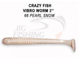 Мягкие приманки Crazy Fish Vibro Worm 3&quot; #66 Pearl Snow