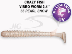 Мягкие приманки Crazy Fish Vibro Worm 3.4&quot; 66 Pearl Snow
