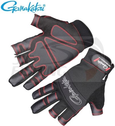 Перчатки Gamakatsu Armor Gloves 3 Finger Cut Type #XXL Black