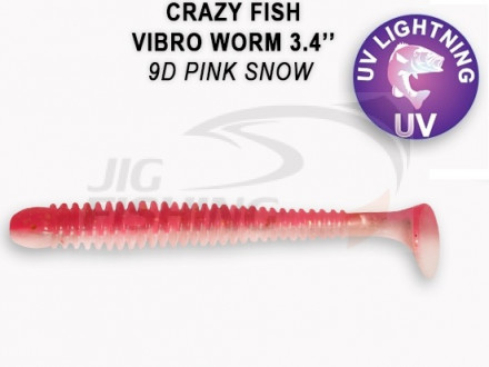 Мягкие приманки Crazy Fish Vibro Worm 3.4&quot; 9D Pink Snow