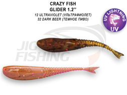 Мягкие приманки Crazy Fish Glider 1.2&quot; #12 Ultraviolet #32 Darek Beer