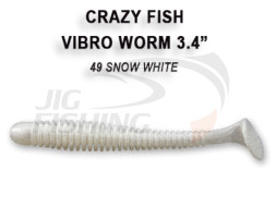 Мягкие приманки Crazy Fish Vibro Worm 3.4&quot;  49 Snow White