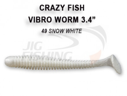 Мягкие приманки Crazy Fish Vibro Worm 3.4&quot;  49 Snow White