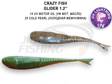 Мягкие приманки Crazy Fish Glider 1.2&quot; #14 UV Motor Oil #25 Gold Pearl