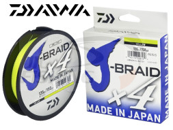 Шнур Daiwa J-Braid PE X4 135m Yellow #0.4 0.07mm 2.6kg