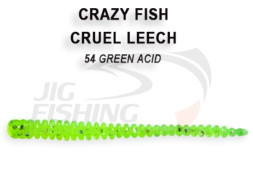 Мягкие приманки Crazy Fish Cruel Leech 2&quot; #54 Green Acid
