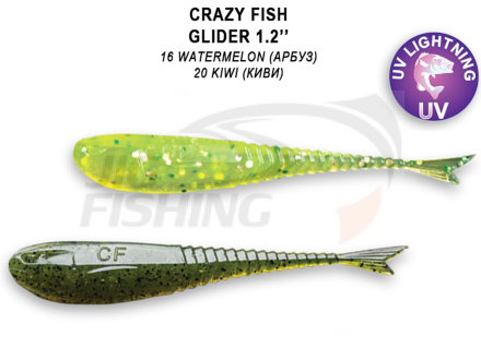 Мягкие приманки Crazy Fish Glider 1.2&quot; #16 Watermelon #20 Kiwi