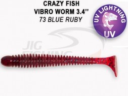 Мягкие приманки Crazy Fish Vibro Worm 3.4&quot; 73 Blue Ruby