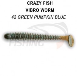 Мягкие приманки Crazy Fish Vibro Worm 2&quot; 42 Green Pumpkin BL