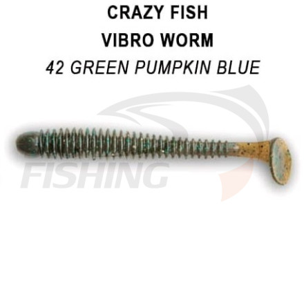 Мягкие приманки Crazy Fish Vibro Worm 2&quot; 42 Green Pumpkin BL