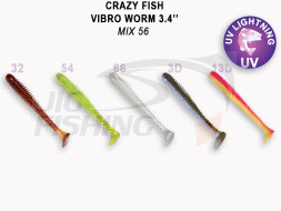 Мягкие приманки Crazy Fish Vibro Worm 3.4&quot; Mix 56