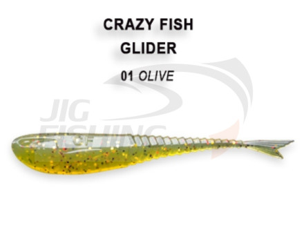 Мягкие приманки Crazy Fish Glider 2.2&quot;  01 Olive