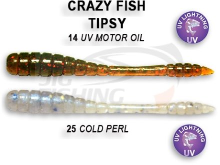 Мягкие приманки Crazy Fish Tipsy 1.2&quot; #14 UV Motor Oil #25 Gold Pearl