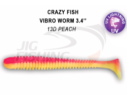 Мягкие приманки Crazy Fish Vibro Worm 3.4&quot; 13D Peach