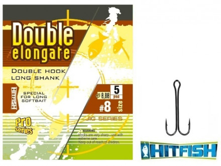 Двойники HitFish Double Elongate Hook удлиненное цевье #8