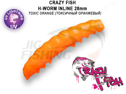 Мягкие приманки Crazy Fish MF H-Worm inline 1.1&quot; 20шт.(2*10) #77 Toxic Orange (Cheese)