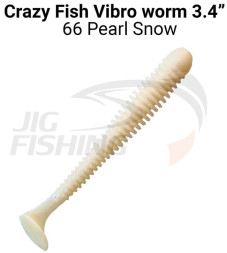 Мягкие приманки Crazy Fish Vibro Worm Floating 3.4&quot; #66 Pearl Snow