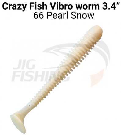 Мягкие приманки Crazy Fish Vibro Worm Floating 3.4&quot; #66 Pearl Snow